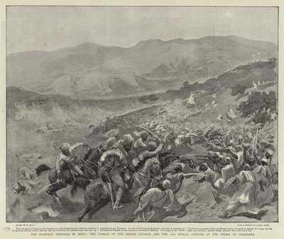 Los problemas fronterizos en India, la carga de la Caballería de los Guías y los 11º Lanceros de Bengala en el alivio de Chakdara, agosto de 1897 de William Small